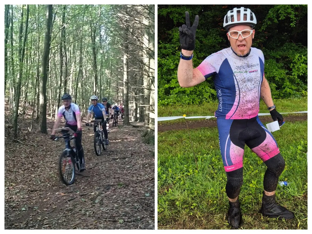 Bild från exkursion och nöjd mountainbikeorienterare från Lunds OK efter Veteran VM i Danmark.