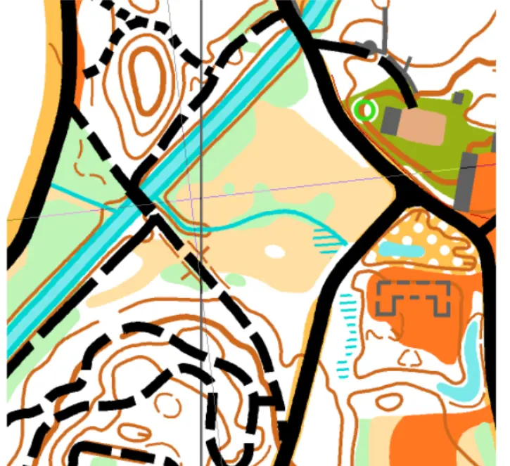 Karta från Mölleröd med orangea områden där det är tillåtet att cykla.